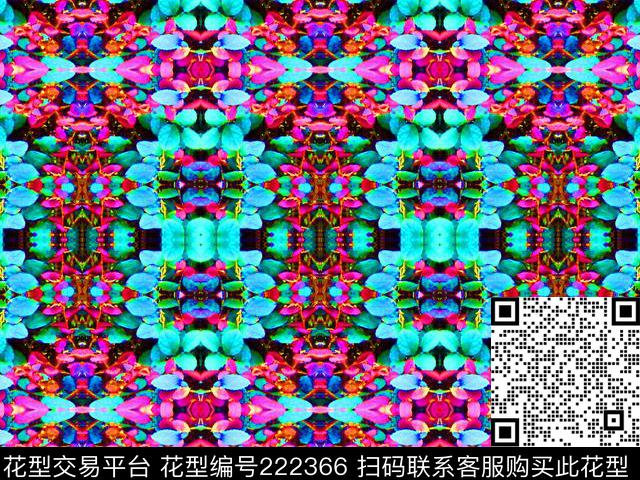 万花筒花卉花朵数码印花华亿平台下载（图片编号: 222366） - 瓦栏（Walan）