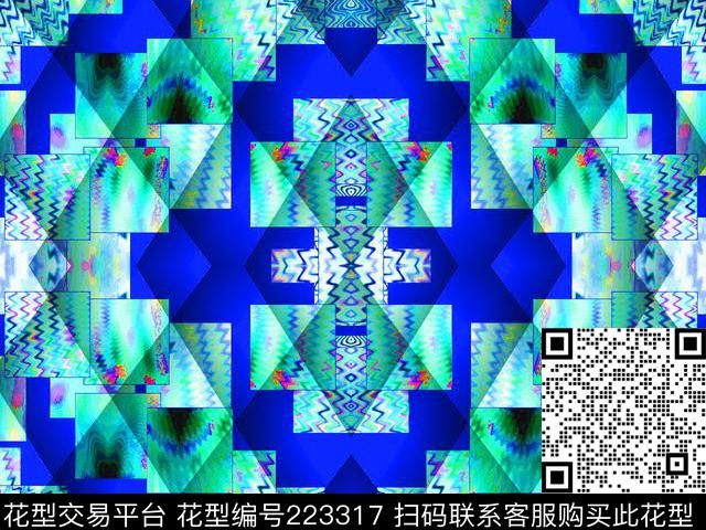 几何色块错视觉数码印花华亿平台下载（图片编号: 223317） - 瓦栏（Walan）