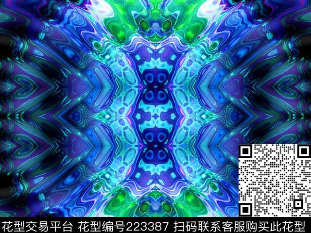 抽象科技未来感镜像数码印花华亿平台下载（图片编号: 223387） - 瓦栏（Walan）