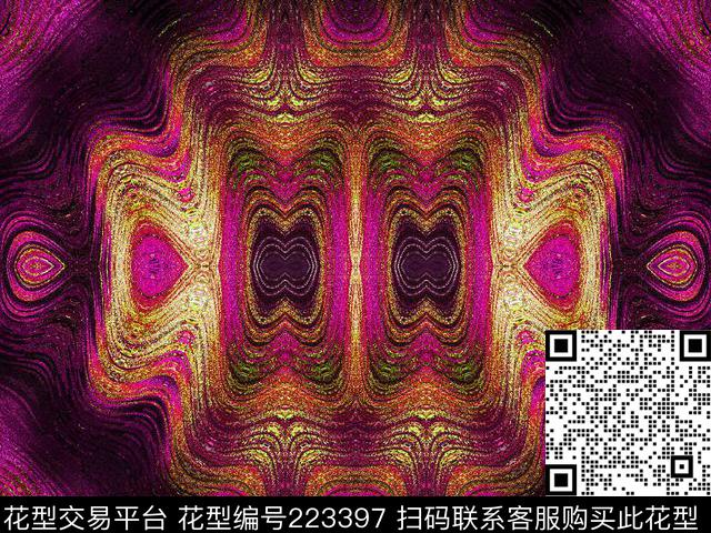 几何抽象肌理数码印花华亿平台下载（图片编号: 223397） - 瓦栏（Walan）