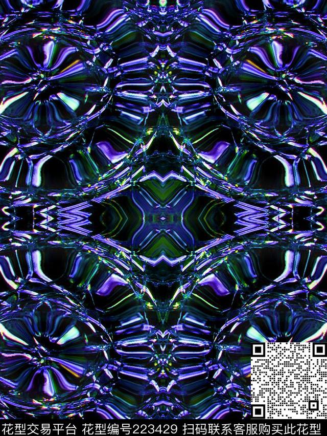 抽象肌理金属质感数码印花华亿平台下载（图片编号: 223429） - 瓦栏（Walan）