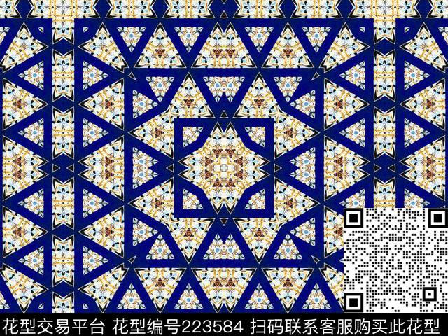 E-花卉几何/Flowers数码印花华亿平台下载（图片编号: 223584） - 瓦栏（Walan）