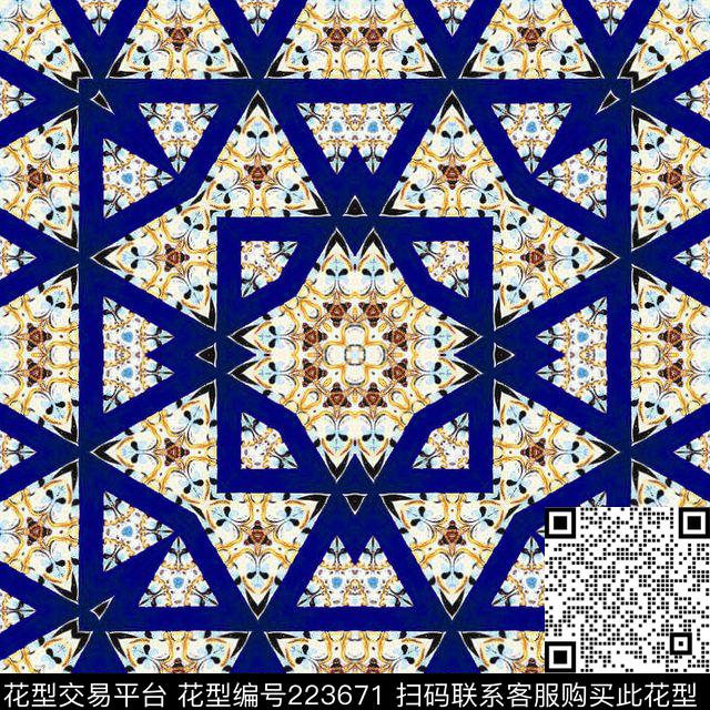 E-花卉几何/Flowers数码印花华亿平台下载（图片编号: 223671） - 瓦栏（Walan）