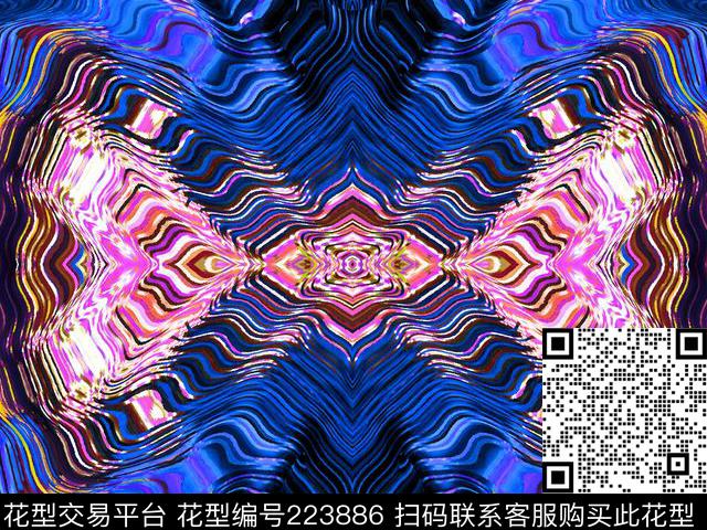 纹理抽象镜像数码印花华亿平台下载（图片编号: 223886） - 瓦栏（Walan）
