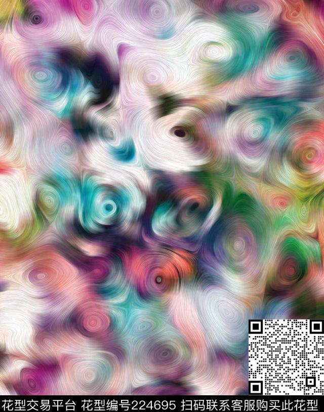 模糊朦胧漩涡数码印花华亿平台下载（图片编号: 224695） - 瓦栏（Walan）