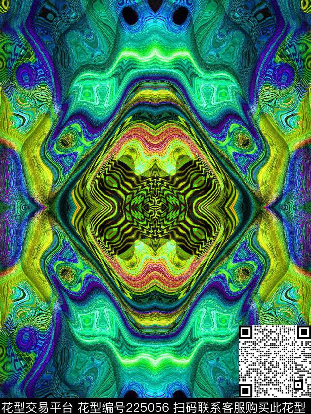 抽象对称肌理数码印花华亿平台下载（图片编号: 225056） - 瓦栏（Walan）