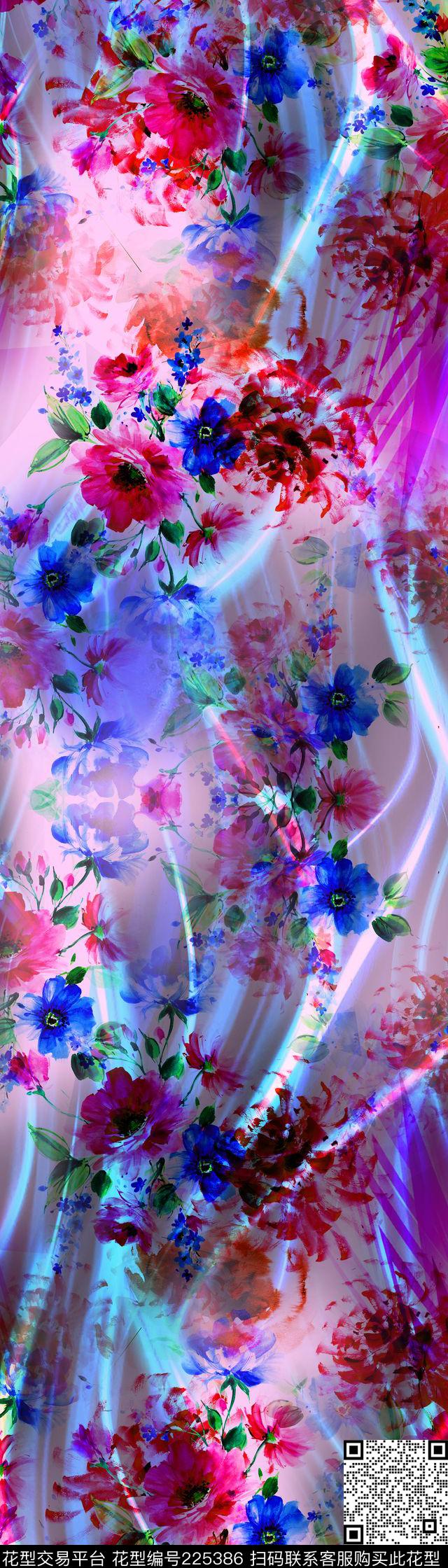 绚丽花卉数码印花华亿平台下载（图片编号: 225386） - 瓦栏（Walan）