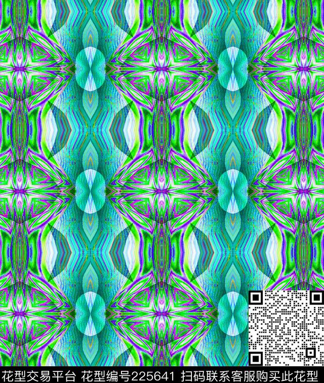 万花筒几何抽象数码印花华亿平台下载（图片编号: 225641） - 瓦栏（Walan）