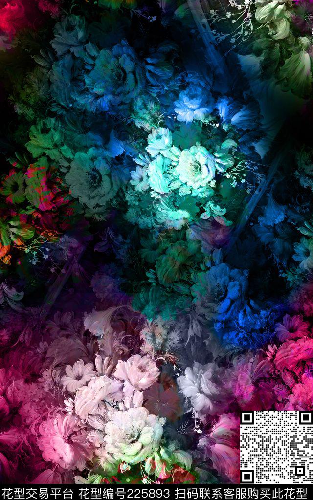 花卉数码印花华亿平台下载（图片编号: 225893） - 瓦栏（Walan）