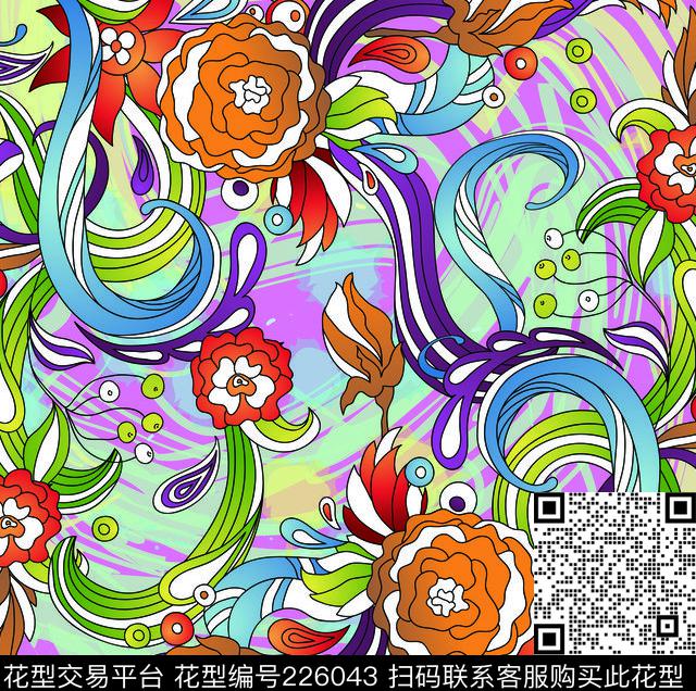 时尚边框方巾数码印花华亿平台下载（图片编号: 226043） - 瓦栏（Walan）