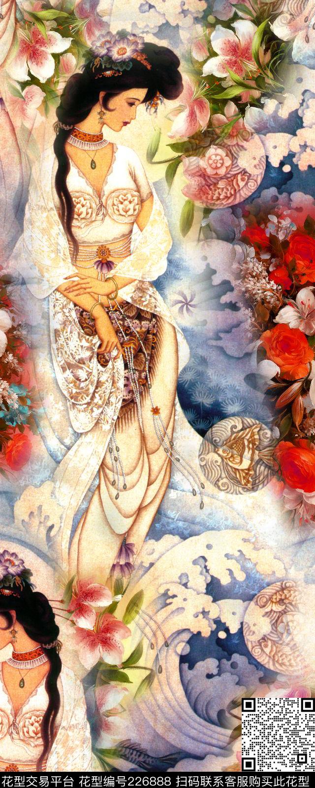 古代美女仙数码印花华亿平台下载（图片编号: 226888） - 瓦栏（Walan）
