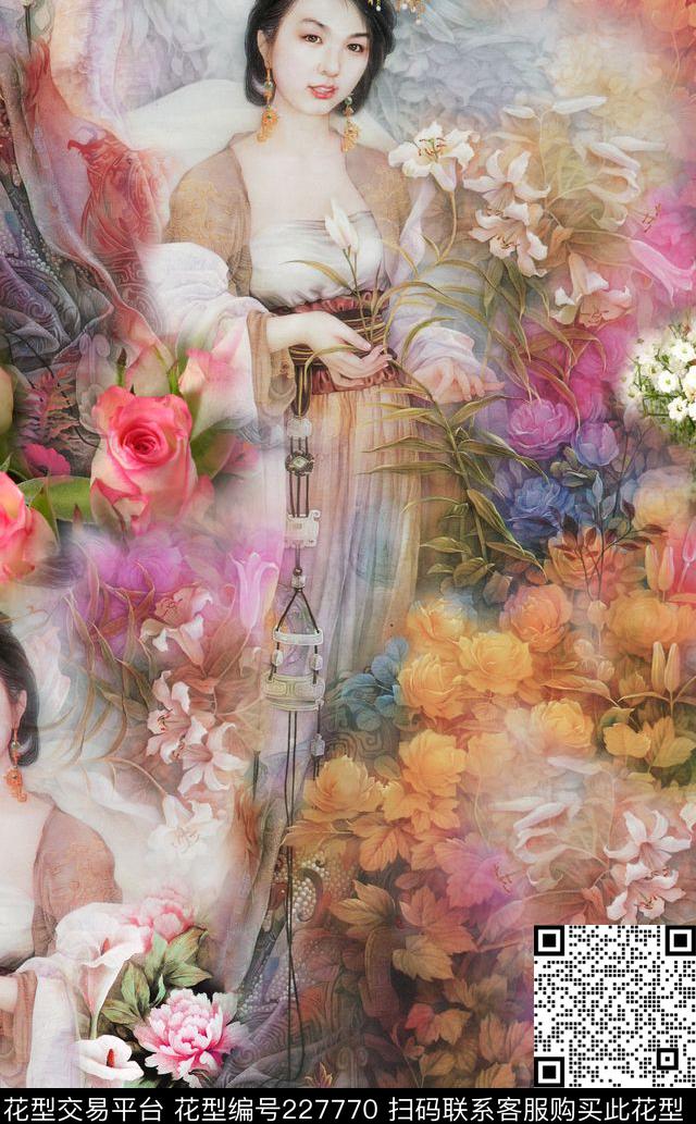 古典花数码印花华亿平台下载（图片编号: 227770） - 瓦栏（Walan）