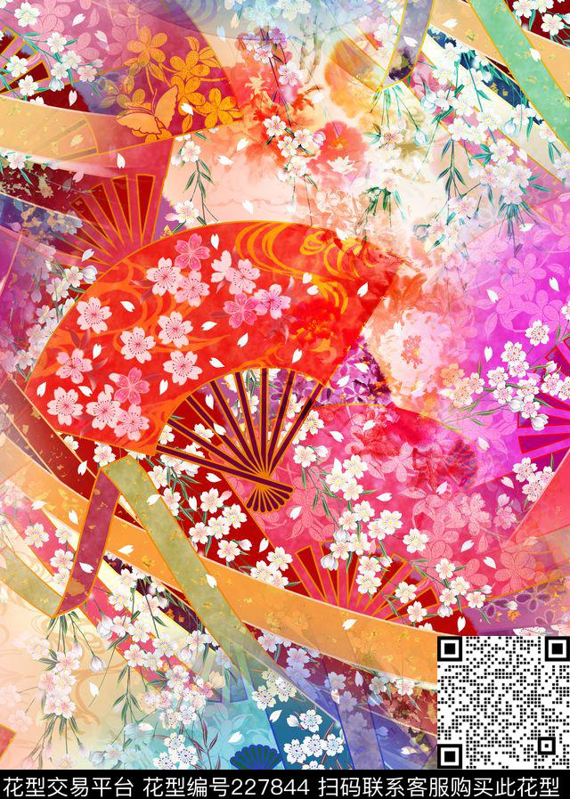 时尚大牌扇子数码印花华亿平台下载（图片编号: 227844） - 瓦栏（Walan）