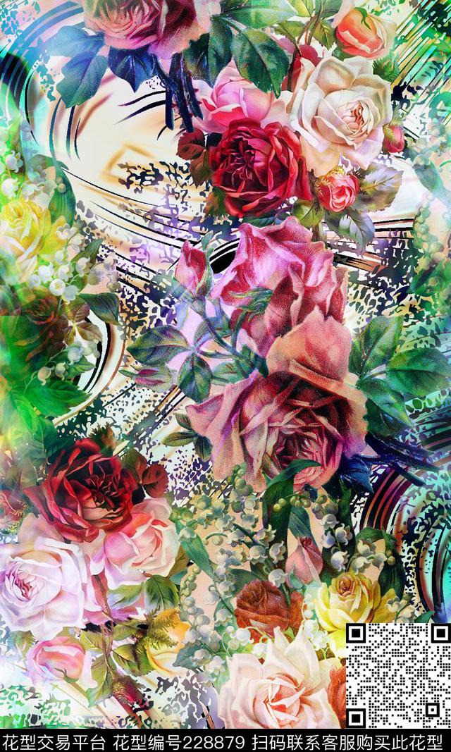 花花朵红花数码印花华亿平台下载（图片编号: 228879） - 瓦栏（Walan）