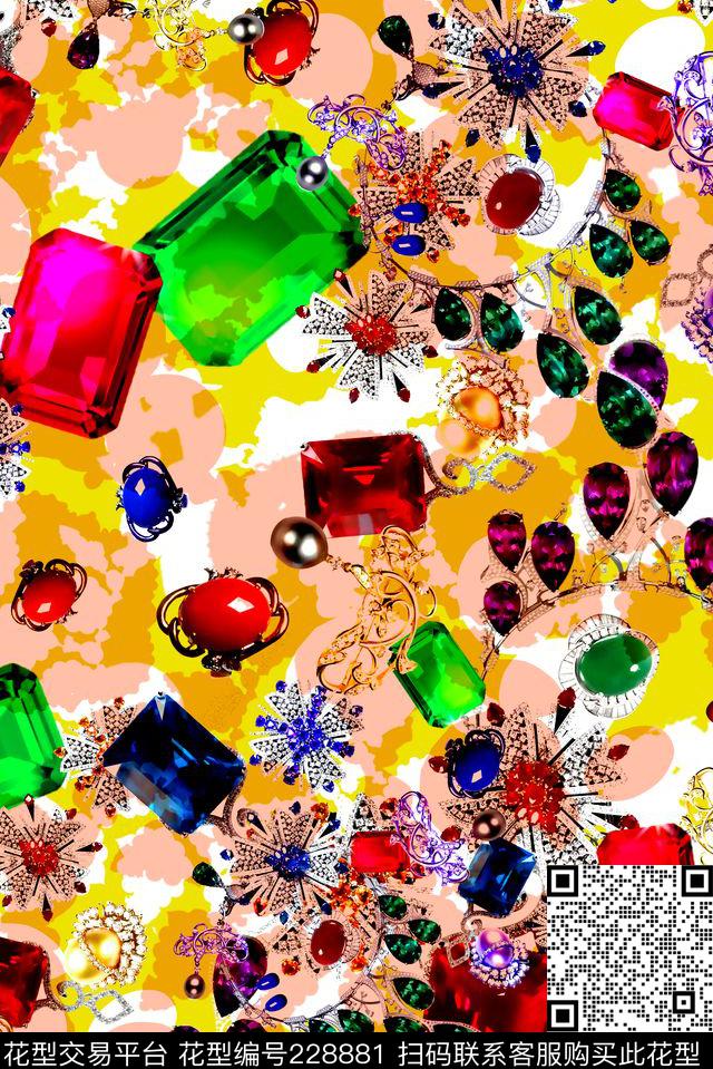 珠宝宝石闪亮数码印花华亿平台下载（图片编号: 228881） - 瓦栏（Walan）