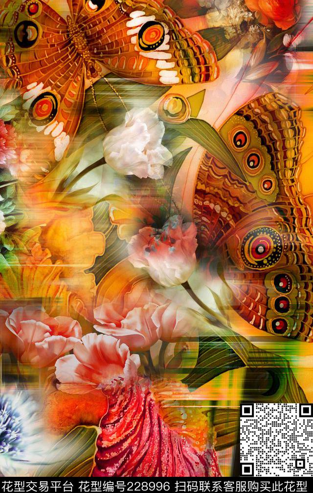 蝴蝶数码印花华亿平台下载（图片编号: 228996） - 瓦栏（Walan）