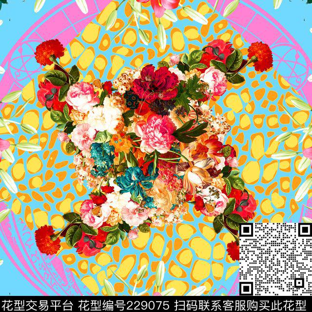 花卉蝴蝶数码印花华亿平台下载（图片编号: 229075） - 瓦栏（Walan）