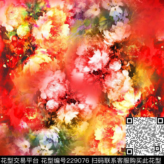 方巾花卉边框数码印花华亿平台下载（图片编号: 229076） - 瓦栏（Walan）