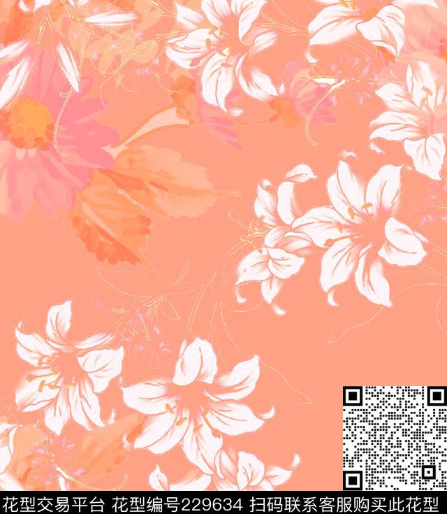 花卉传统印花华亿平台下载（图片编号: 229634） - 瓦栏（Walan）