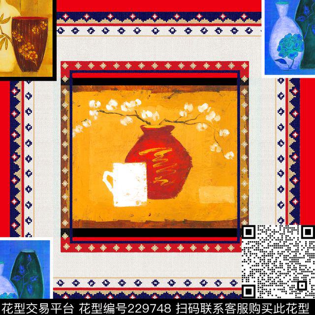 方巾钻石花瓶数码印花华亿平台下载（图片编号: 229748） - 瓦栏（Walan）