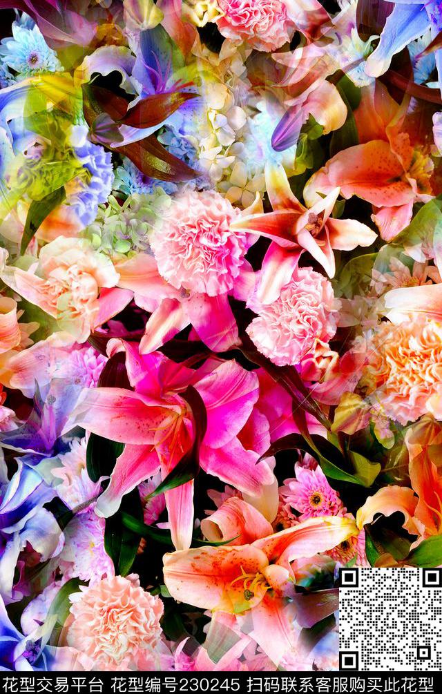 花卉照片写实数码印花华亿平台下载（图片编号: 230245） - 瓦栏（Walan）