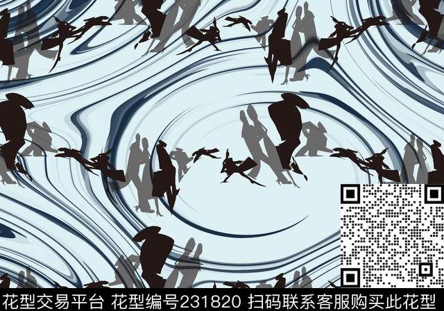 抽象线条色块传统印花华亿平台下载（图片编号: 231820） - 瓦栏（Walan）