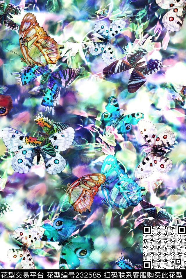 蝴蝶组合光感数码印花华亿平台下载（图片编号: 232585） - 瓦栏（Walan）