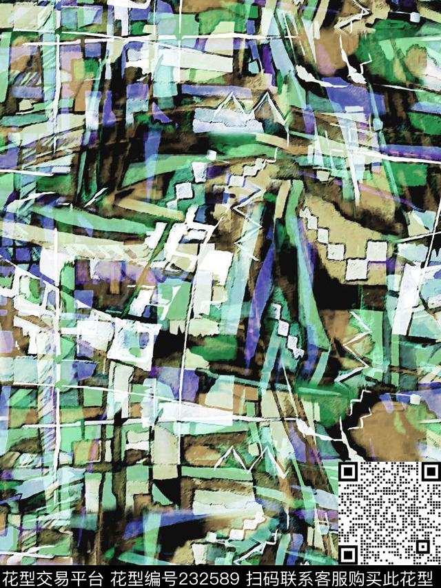 抽象肌理几何数码印花华亿平台下载（图片编号: 232589） - 瓦栏（Walan）