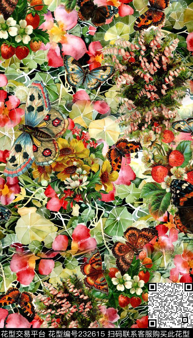 花蝴蝶丰富数码印花华亿平台下载（图片编号: 232615） - 瓦栏（Walan）