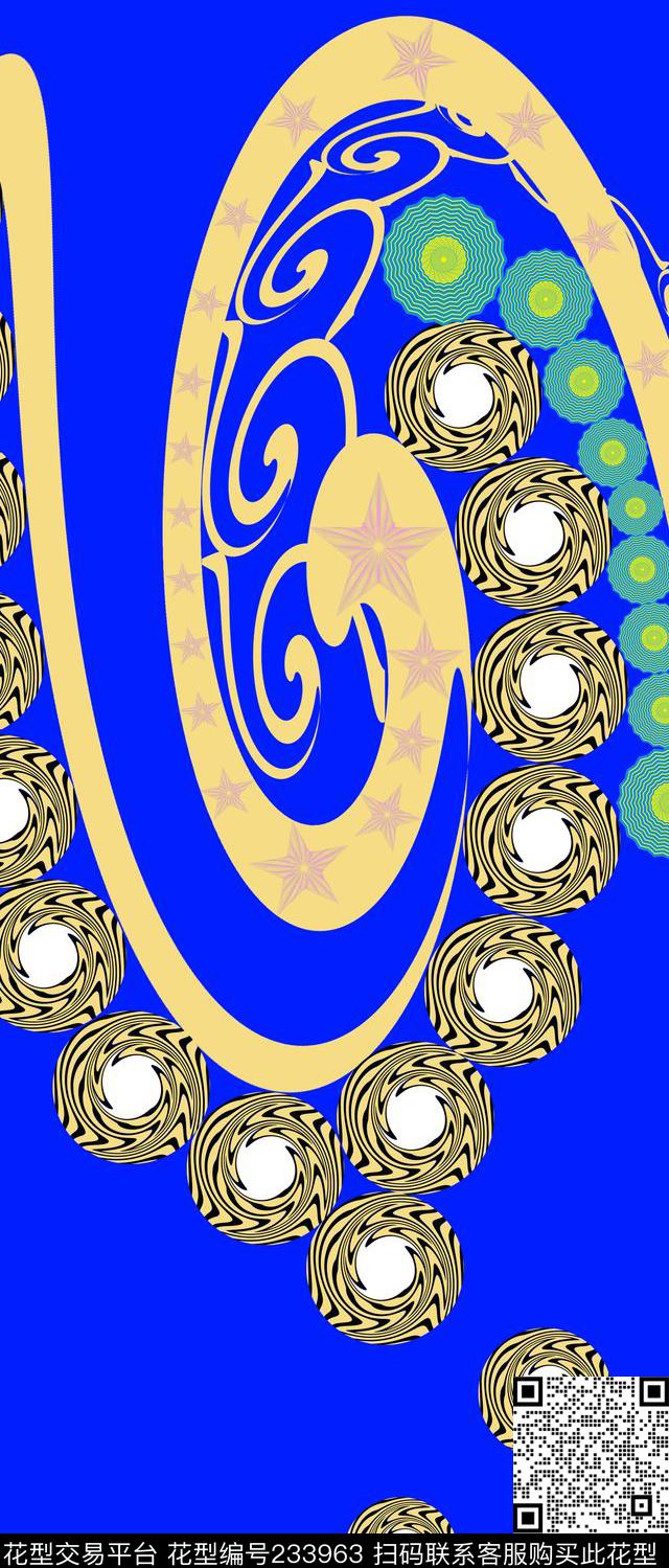 圆圈圆形几何数码印花华亿平台下载（图片编号: 233963） - 瓦栏（Walan）