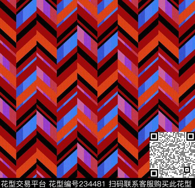 几何色块菱形数码印花华亿平台下载（图片编号: 234481） - 瓦栏（Walan）
