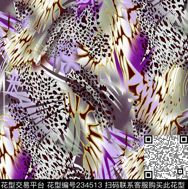 黑白豹纹肌理豹纹数码印花华亿平台下载（图片编号: 234513） - 瓦栏（Walan）