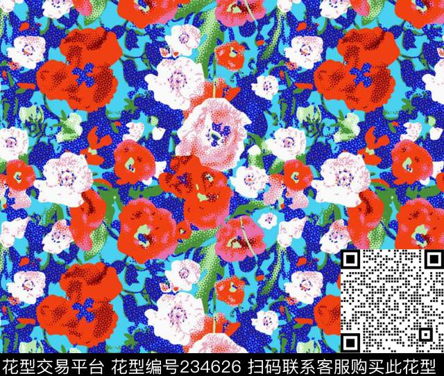 花卉夏天热情数码印花华亿平台下载（图片编号: 234626） - 瓦栏（Walan）