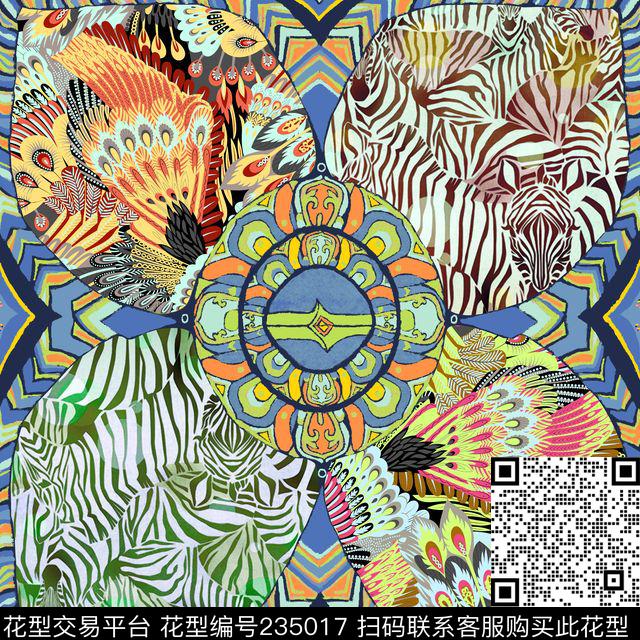 围巾方巾艺术大牌配色数码印花华亿平台下载（图片编号: 235017） - 瓦栏（Walan）