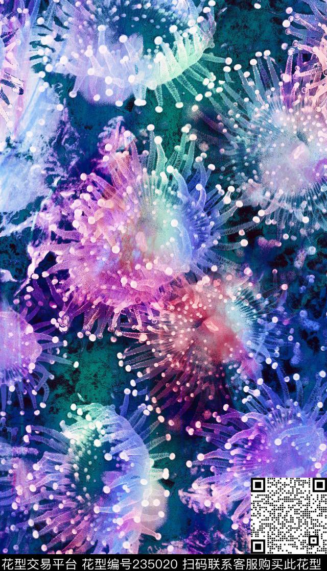 水母彩色梦幻数码印花华亿平台下载（图片编号: 235020） - 瓦栏（Walan）