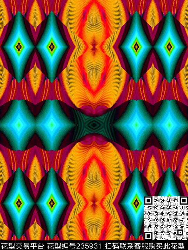 光晕波纹不规则数码印花华亿平台下载（图片编号: 235931） - 瓦栏（Walan）