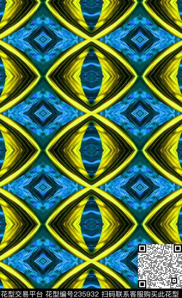 几何菱形变化数码印花华亿平台下载（图片编号: 235932） - 瓦栏（Walan）
