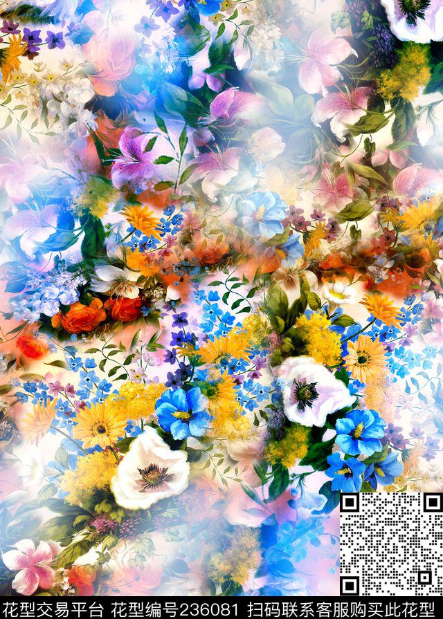 花卉夏日田园数码印花华亿平台下载（图片编号: 236081） - 瓦栏（Walan）