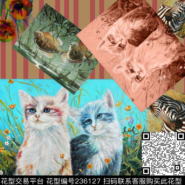 方巾动物边框数码印花华亿平台下载（图片编号: 236127） - 瓦栏（Walan）