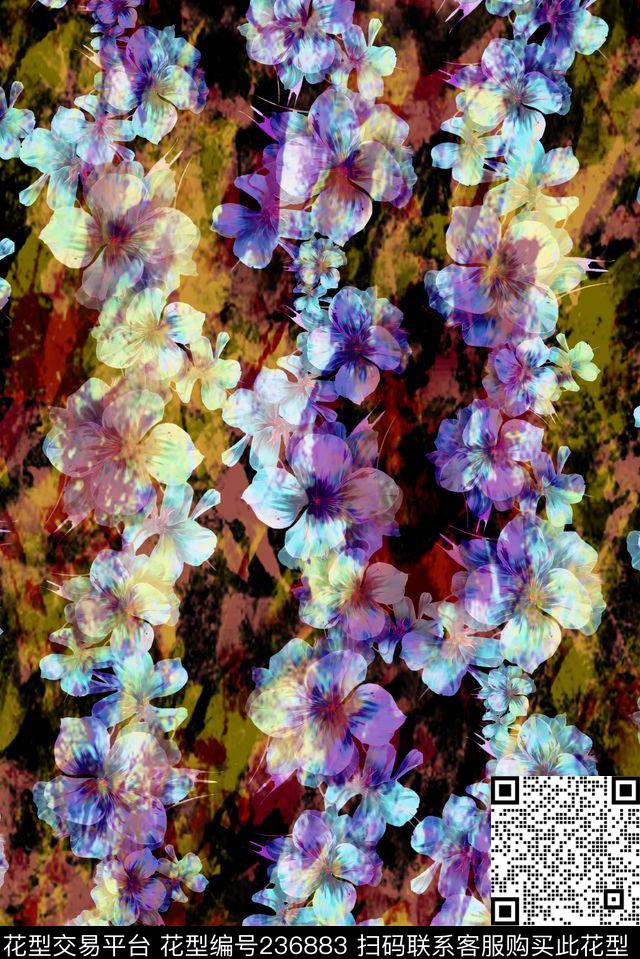 肌理花卉数码印花华亿平台下载（图片编号: 236883） - 瓦栏（Walan）