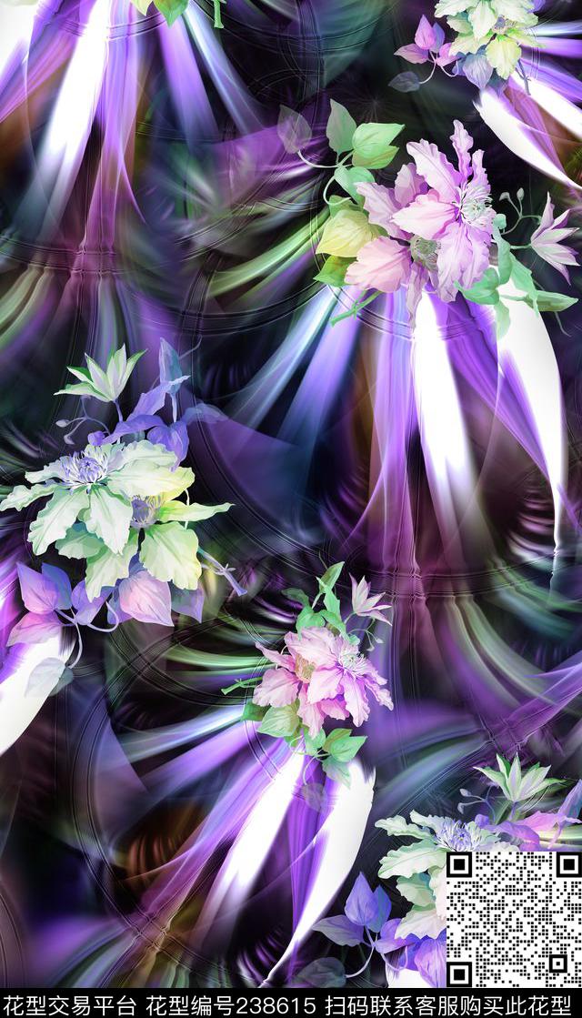 紫色服装抽象数码印花华亿平台下载（图片编号: 238615） - 瓦栏（Walan）