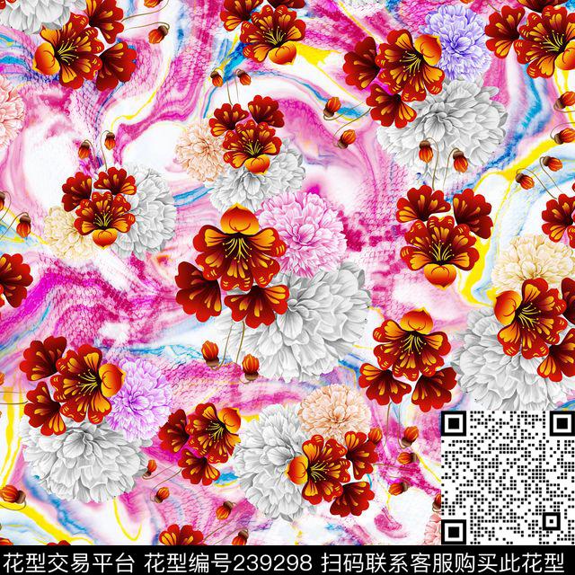 花朵花卉小花灰底数码印花华亿平台下载（图片编号: 239298） - 瓦栏（Walan）