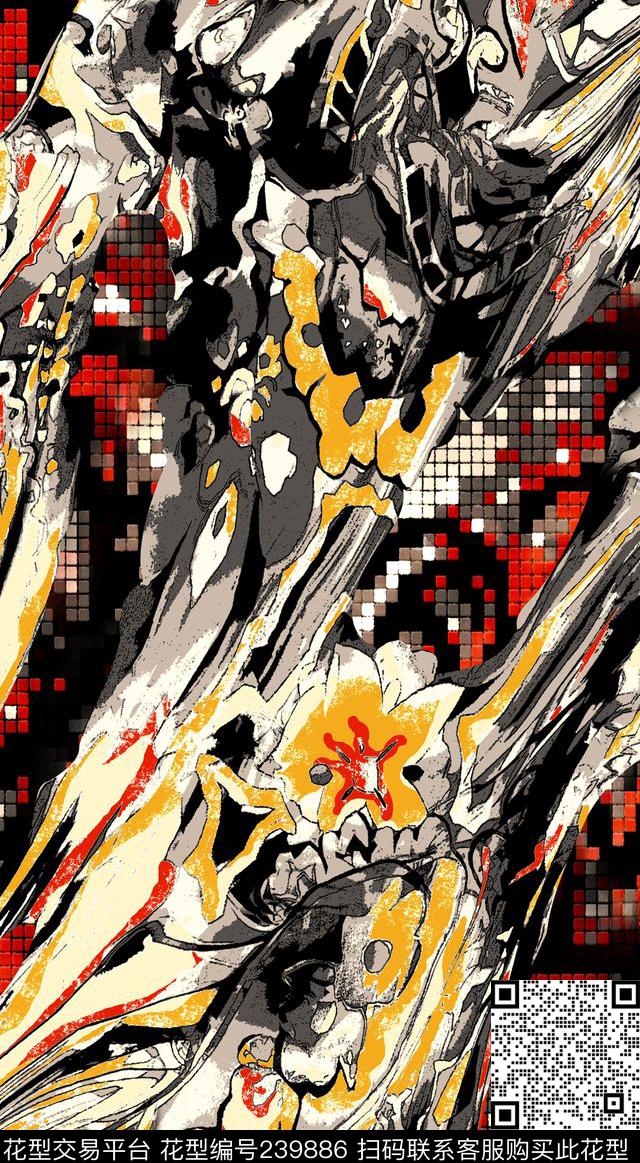 数码方块条形数码印花华亿平台下载（图片编号: 239886） - 瓦栏（Walan）