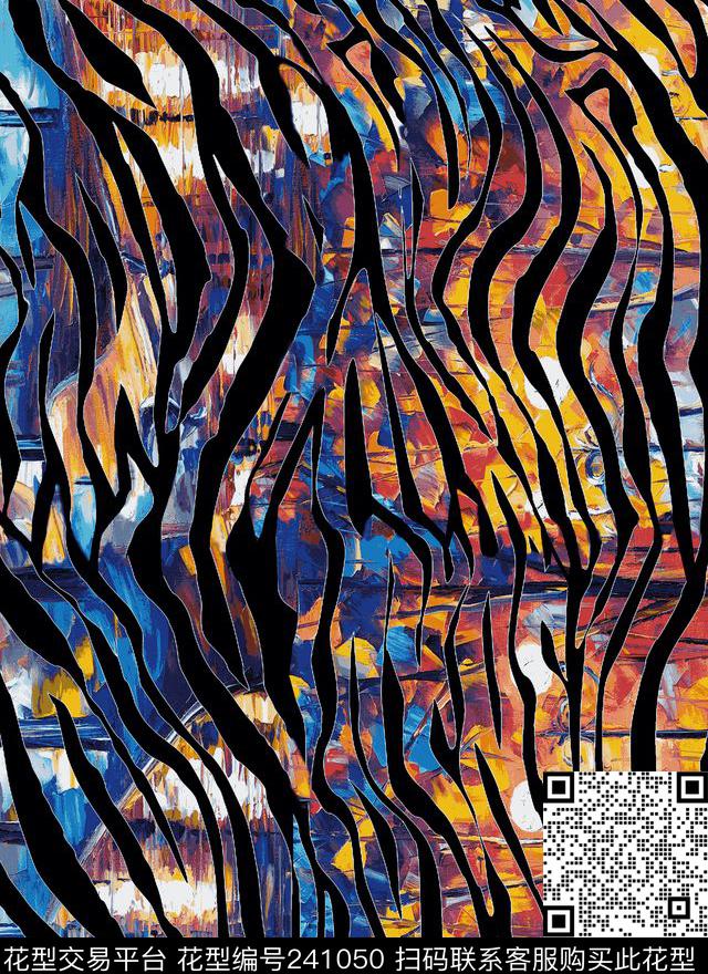 抽象肌理斑马纹数码印花华亿平台下载（图片编号: 241050） - 瓦栏（Walan）