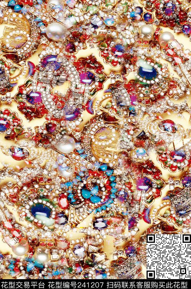 珠宝宝石写实繁多多彩珍藏珍贵怀旧写实数码印花华亿平台下载（图片编号: 241207） - 瓦栏（Walan）