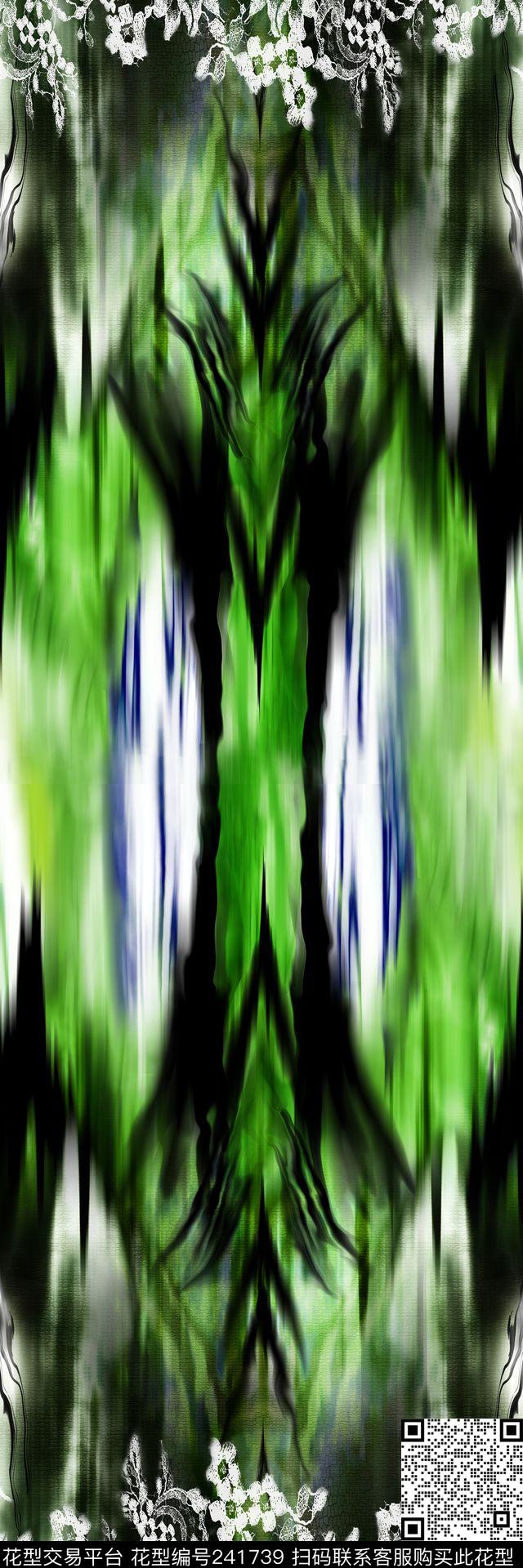 数码几何大花花卉蕾丝抽象数码印花华亿平台下载（图片编号: 241739） - 瓦栏（Walan）