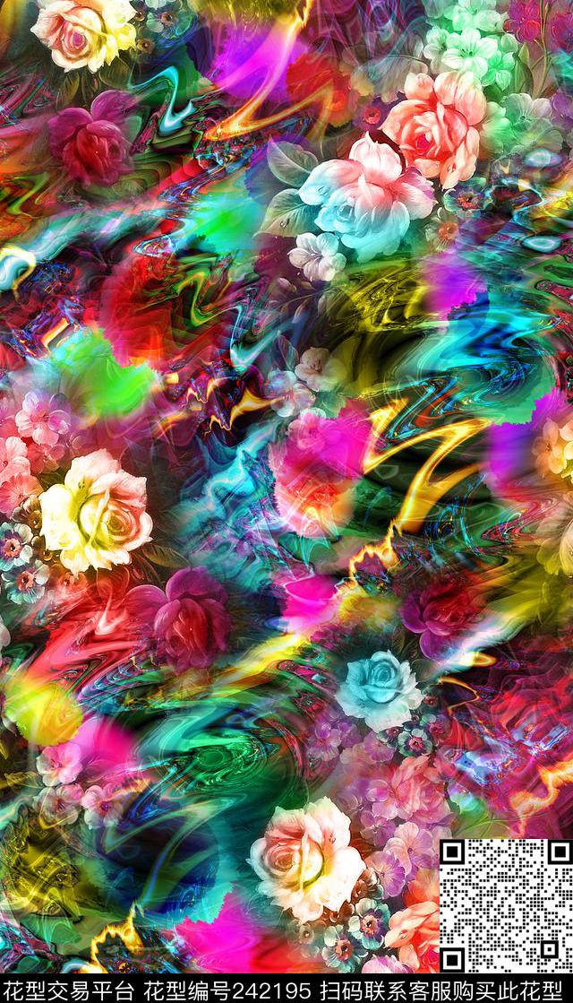 花卉花朵鲜花服装七彩五颜六色花卉数码印花华亿平台下载（图片编号: 242195） - 瓦栏（Walan）