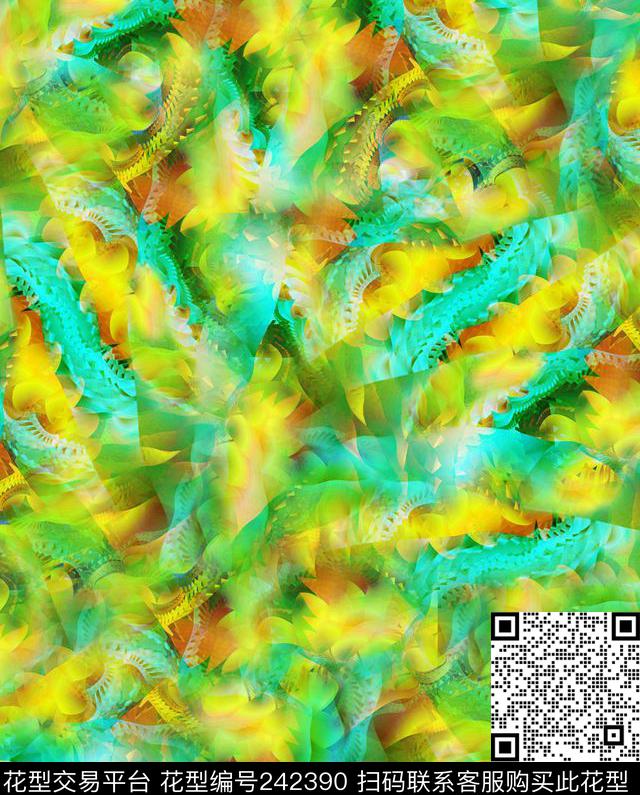 抽象光线炫光彩色线条鱼形休闲抽象数码印花华亿平台下载（图片编号: 242390） - 瓦栏（Walan）