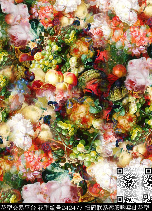油画风写实葡萄花卉彩色花朵数码服装花卉休闲数码印花华亿平台下载（图片编号: 242477） - 瓦栏（Walan）