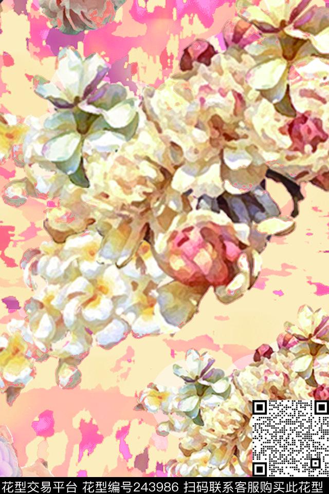 花卉中国风动物纹理数码印花华亿平台下载（图片编号: 243986） - 瓦栏（Walan）